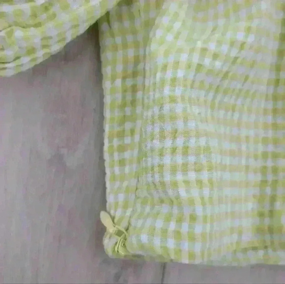 ZARA | Lime/Yellow Gingham Checkered Puff Sleeved Crop Top - Picture 8 of 8